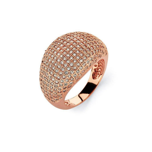 Sterling Silver 925 Rose Gold Plated Clear Large Micro Pave CZ Ring Sizes 5-9