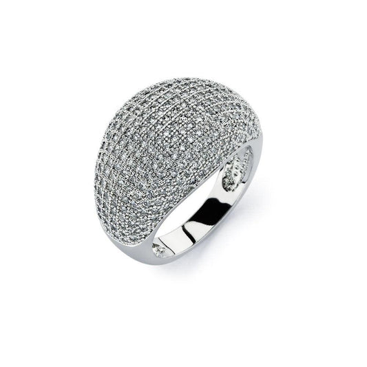 Sterling Silver 925 Rhodium Plated Clear Micro Pave CZ Wide Band Ring Sizes 5-9