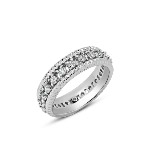 Rhodium Plated Sterling Silver 925 Channel Set Clear CZ Eternity Ring Sizes 5-9