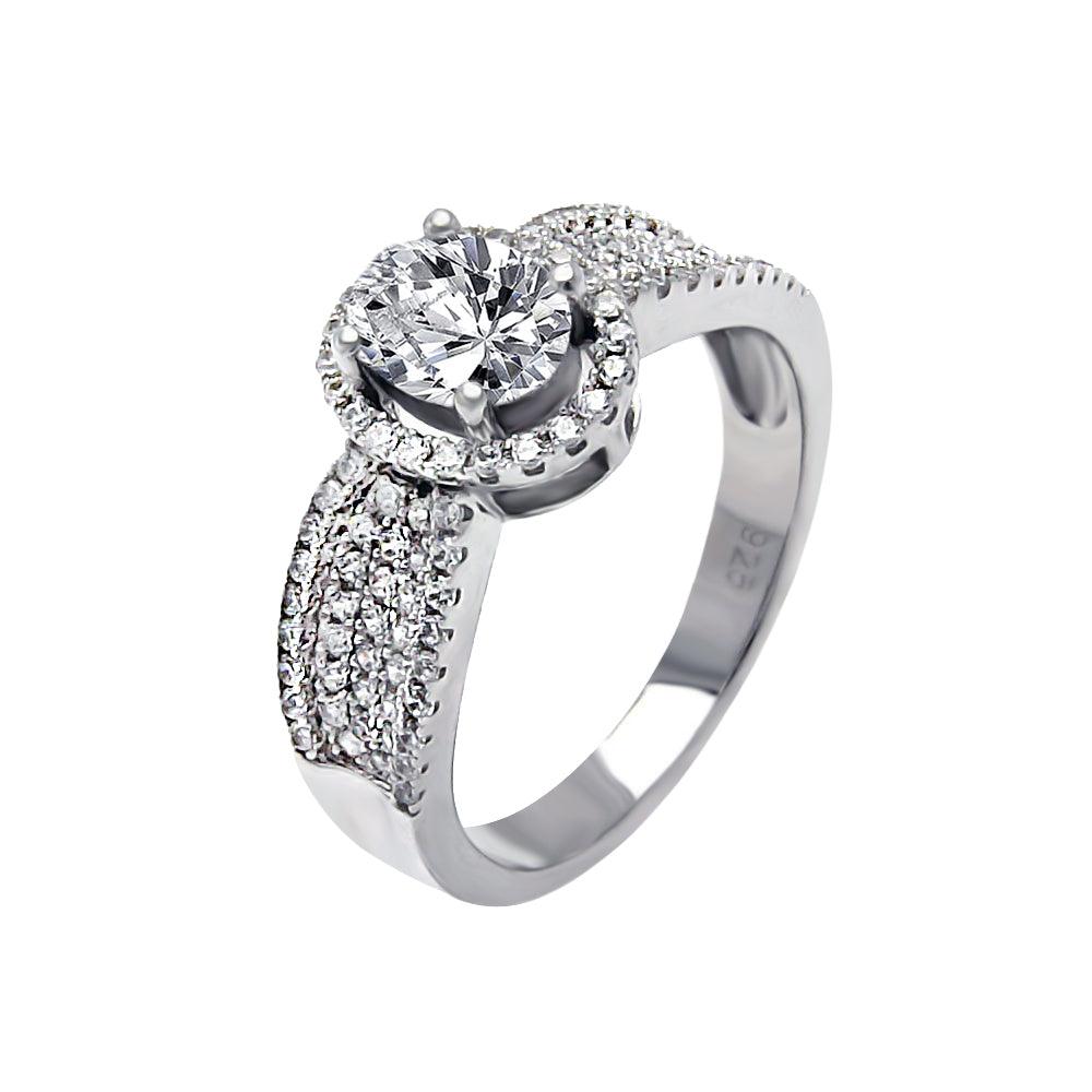 Sterling Silver 925 Rhodium Plated Pave CZ Oval Promise Bridal Ring Sizes 5-9