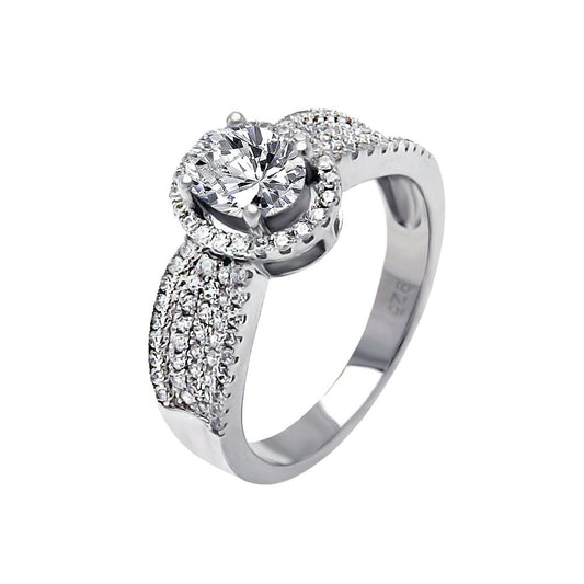 Sterling Silver 925 Rhodium Plated Pave CZ Oval Promise Bridal Ring Sizes 5-9