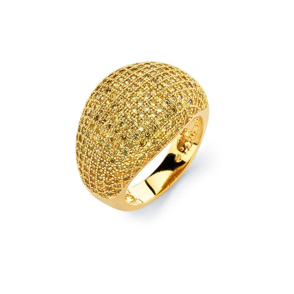 Sterling Silver 925 Gold Plated Clear Micro Pave CZ Wide Band Ring Sizes 5-9