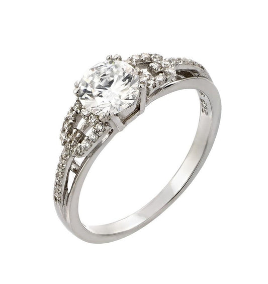 Sterling Silver 925 Rhodium Plated Round Clear CZ Promise Love Ring Sizes 5-9