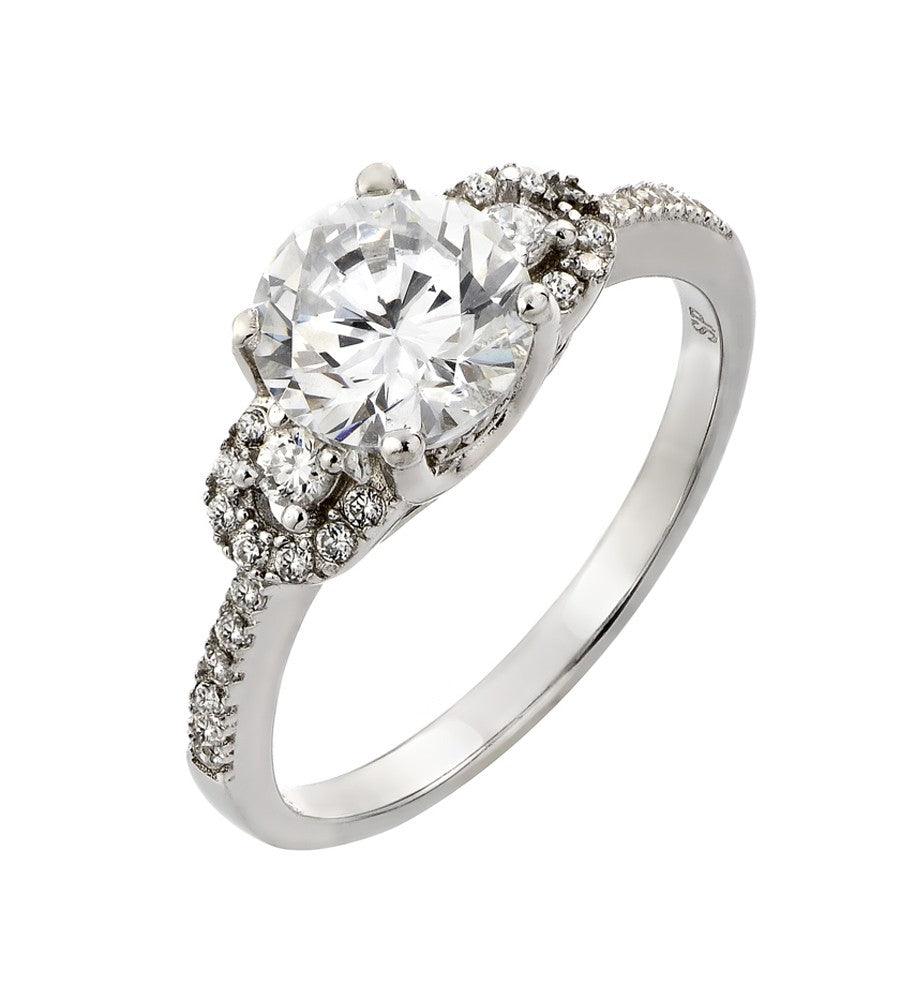 Sterling Silver 925 Rhodium Plated Past Present Future CZ Promise Ring Sizes 5-9