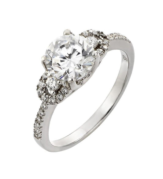 Sterling Silver 925 Rhodium Plated Past Present Future CZ Promise Ring Sizes 5-9