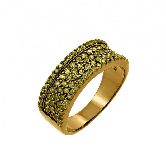 Gold Plated Sterling Silver 925 Green CZ Half Eternity Ring Band Sizes 5-9