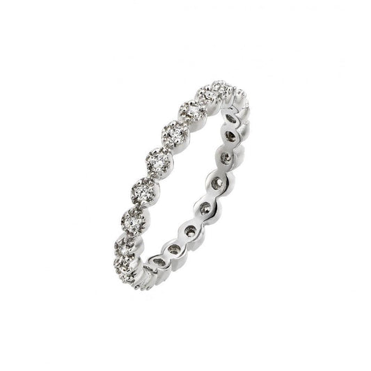 Rhodium Plated Sterling Silver 925 Clear CZ Stackable Eternity Ring Sizes 5-9