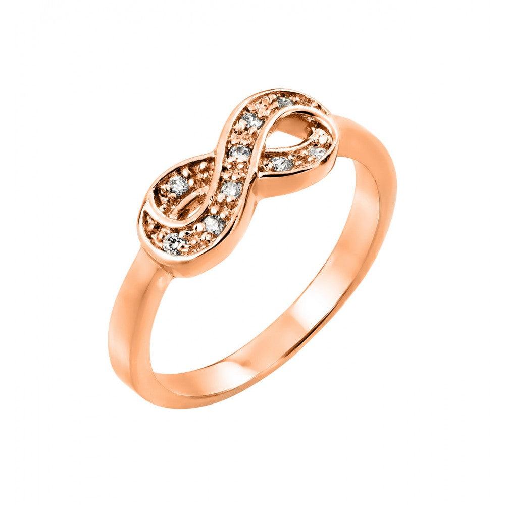 Rose Gold Plated Sterling Silver 925 Clear CZ Mini Infinity Ring Band Sizes 5-9