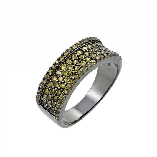 Rhodium Plated Sterling Silver 925 Green Pave Set CZ Half Ring Band Sizes 5-9