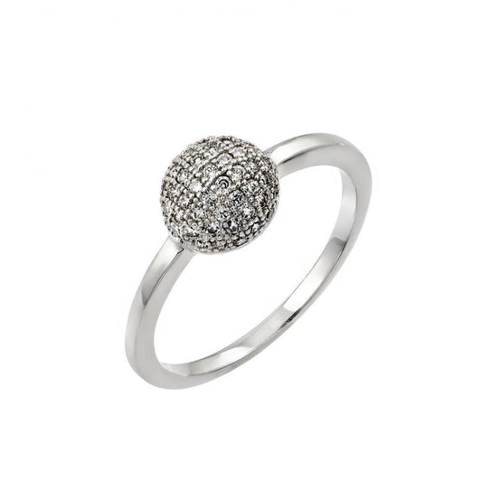 Rhodium Plated Sterling Silver 925 Clear Pave Set CZ Bead Ring Band Sizes 5-9