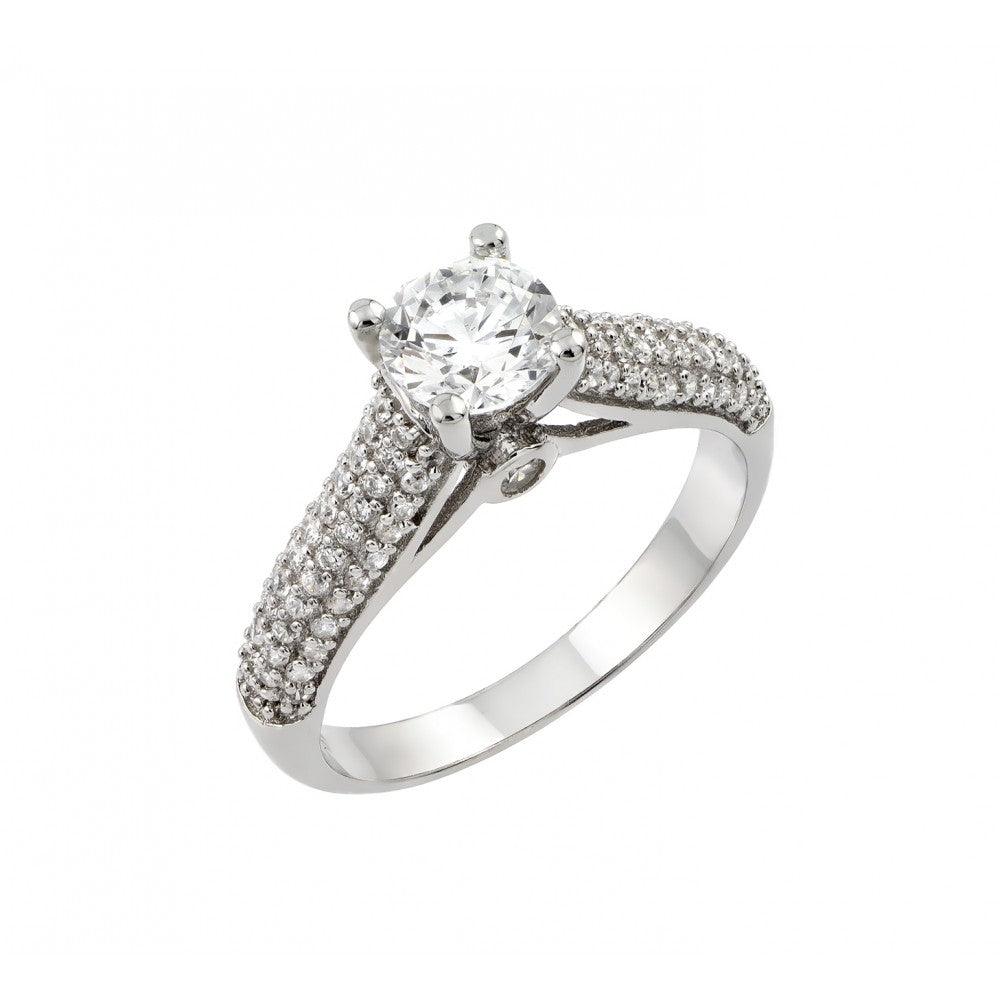 Rhodium Plated Sterling Silver 925 Wedding Ring Clear CZ Band Sizes 5-9