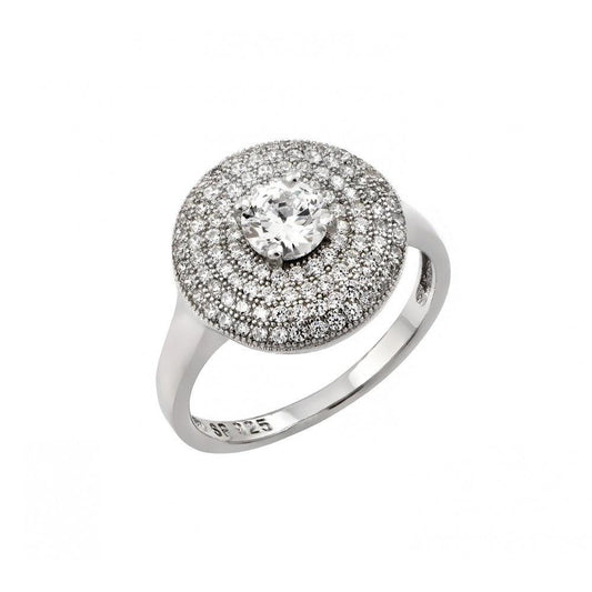 Rhodium Plated Sterling Silver 925 Circle Micro Pave CZ Ring Band Sizes 5-9