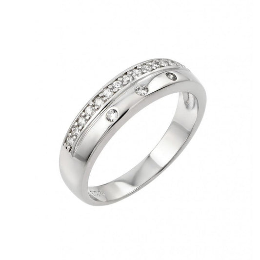 Rhodium Plated Sterling Silver 925 Clear CZ Inlay Ring Band Sizes 5-9