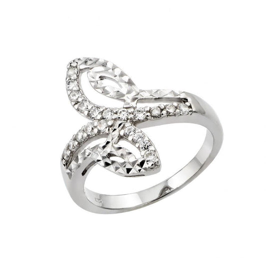 Rhodium Plated Sterling Silver 925 Clear CZ Filigree Ring Band Sizes 5-9