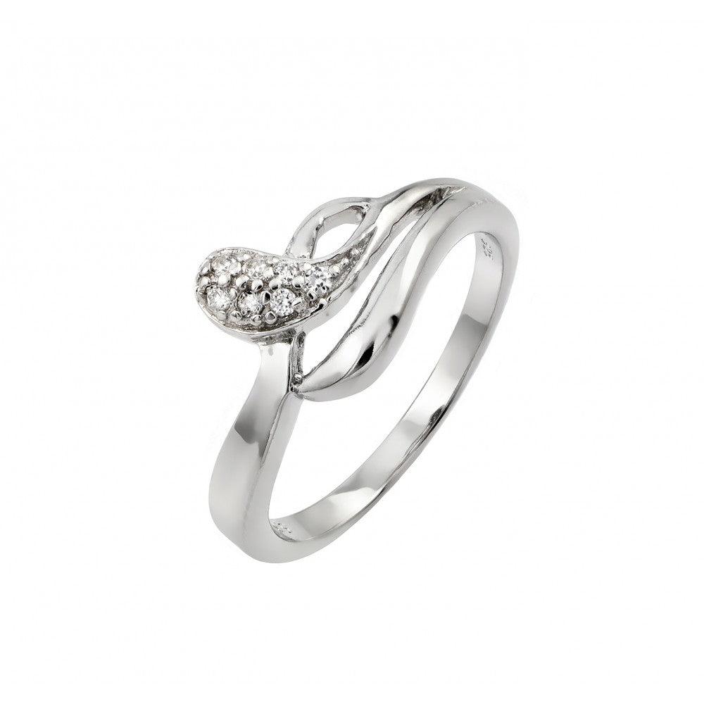 Rhodium Plated Sterling Silver 925 Clear CZ Snake Ring Fancy Band Sizes 5-9
