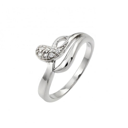 Rhodium Plated Sterling Silver 925 Clear CZ Snake Ring Fancy Band Sizes 5-9
