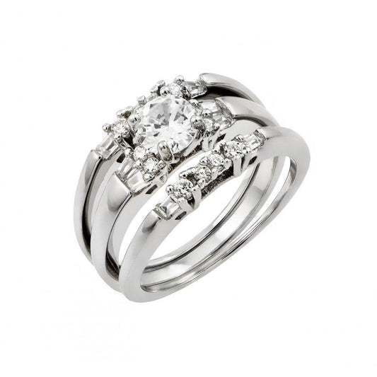Sterling Silver 925 Rhodium Plated Clear CZ Bridal Engagement Ring Sizes 5-9