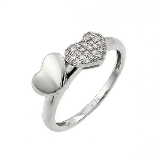 Rhodium Plated Sterling Silver 925 Micro Pave Set Clear CZ Heart Ring Sizes 5-9