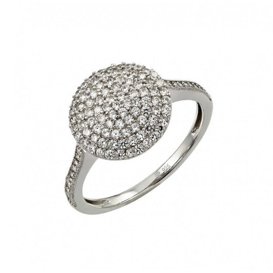 Rhodium Plated Sterling Silver 925 Pave Set Clear CZ Circle Ring Band Sizes 5-9