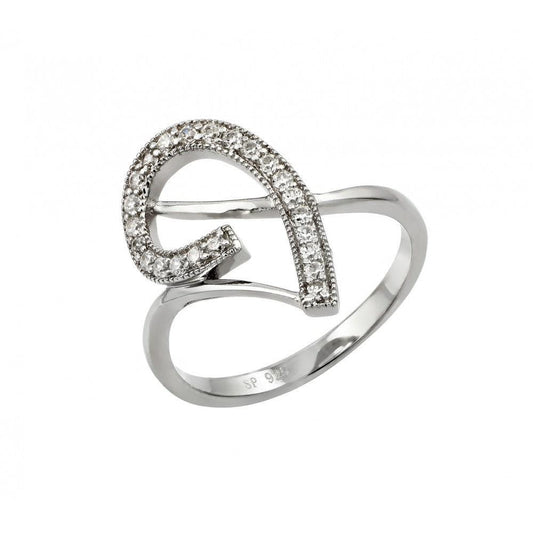 Rhodium Plated Sterling Silver 925 Clear CZ Inlay Curl Ring Band Sizes 5-9