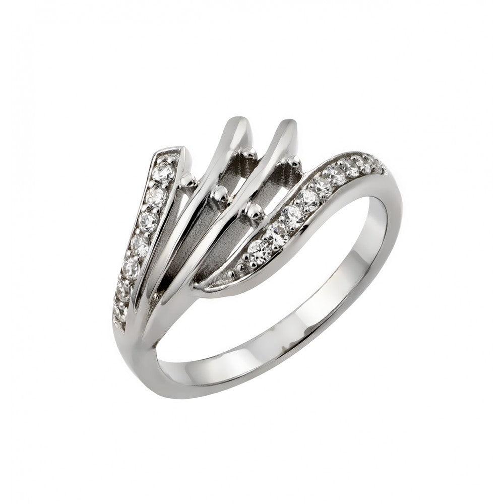 Rhodium Plated Sterling Silver 925 Clear CZ Inlay Ring Band Sizes 5-9