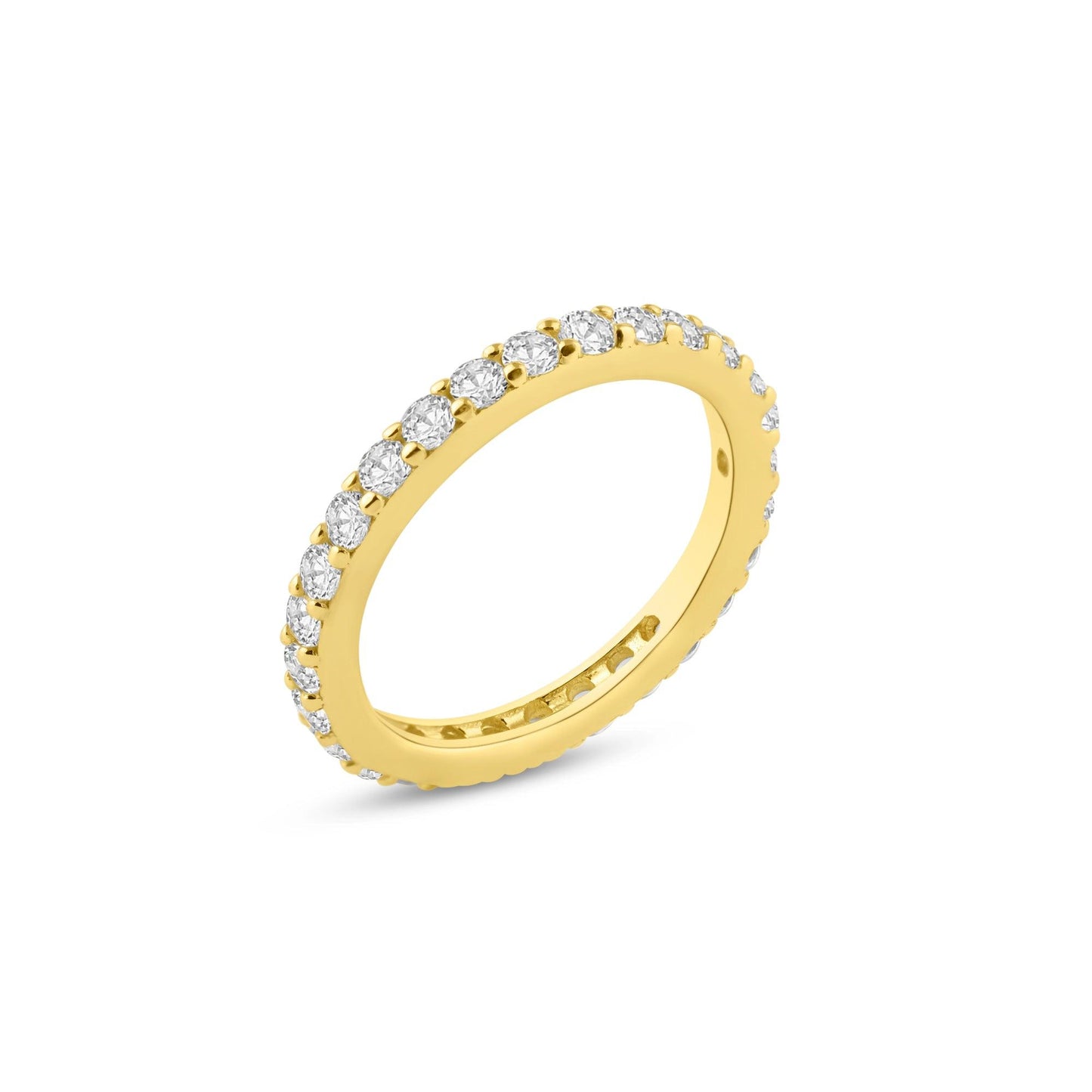 Gold Plated Sterling Silver 925 Clear CZ Stackable Eternity Ring Band Sizes 5-9