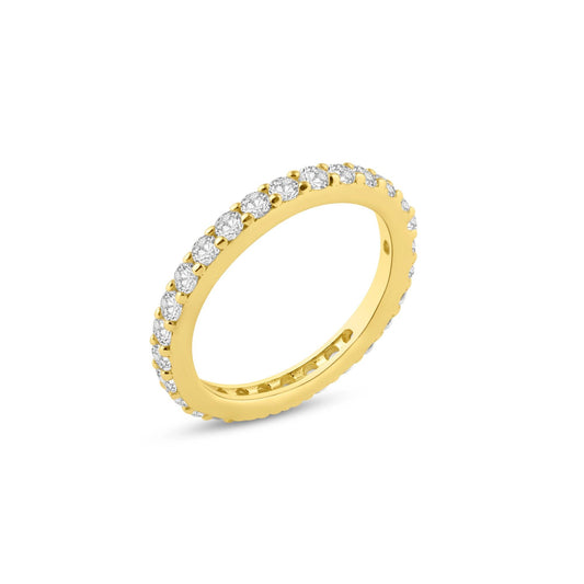 Gold Plated Sterling Silver 925 Clear CZ Stackable Eternity Ring Band Sizes 5-9