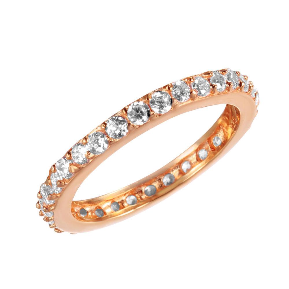 Rose Gold Plated Sterling Silver 925 Clear CZ Stackable Eternity Ring Sizes 5-9
