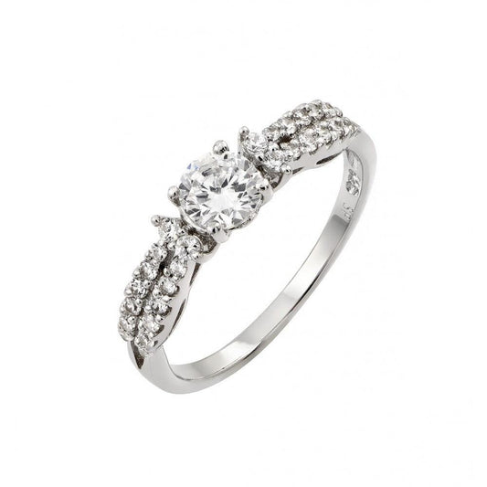 Rhodium Plated Sterling Silver 925 Clear CZ Inlay Ring Fancy Band Sizes 5-9