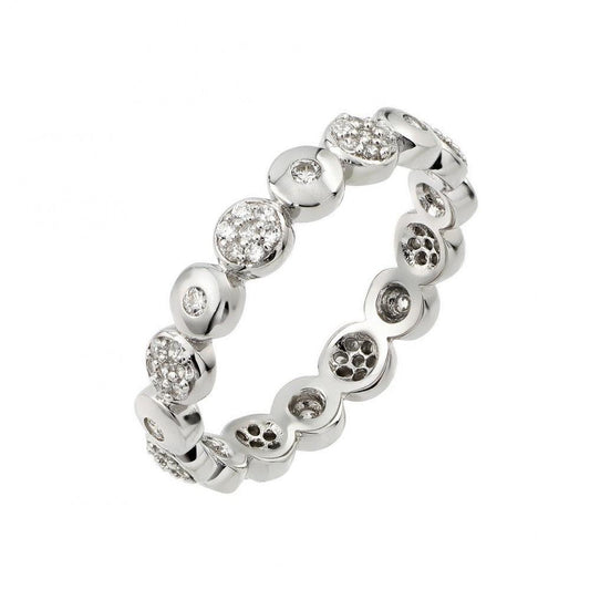 Rhodium Plated Sterling Silver 925 Clear CZ Inlay Circle Eternity Ring Sizes 5-9