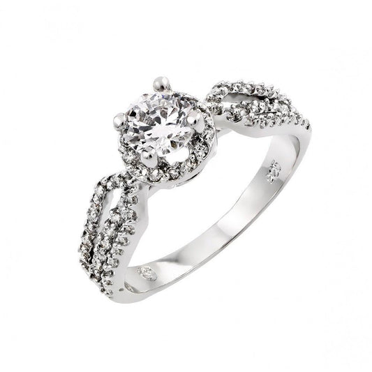 Rhodium Plated Sterling Silver 925 Clear CZ Bridal Engagement Ring Sizes 5-9