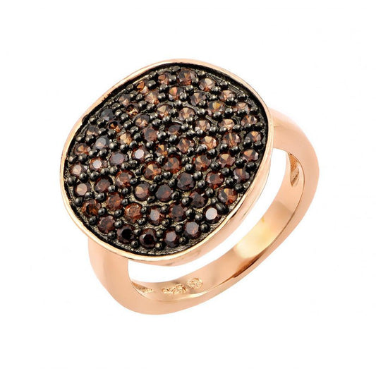 Sterling Silver 925 Black Rhodium Rose Gold Plated CZ Disc Ring Sizes 5-8