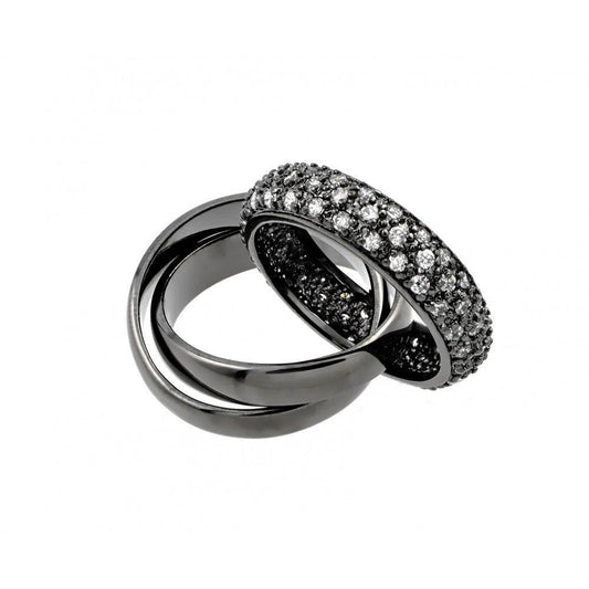 Black Rhodium Plated Sterling Silver 925 Clear CZ Eternity Ring Band Sizes 5-9