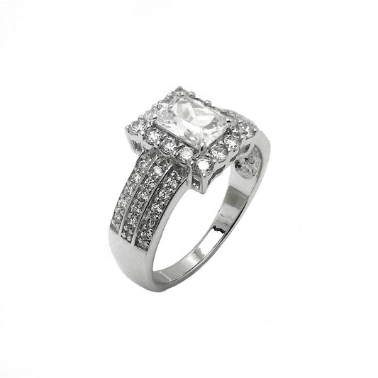 Rhodium Plated Sterling Silver 925 Clear CZ Bridal Engagement Ring Sizes 5-9