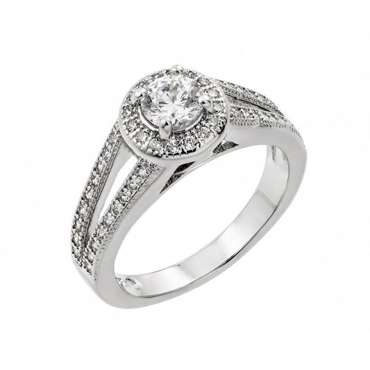 Rhodium Plated Sterling Silver 925 Clear CZ Bridal Engagement Ring Sizes 5-9