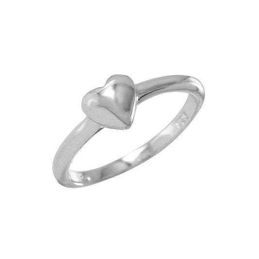 Rhodium Plated Sterling Silver 925 Heart Plain Ring Love Fashion Band Sizes 5-9