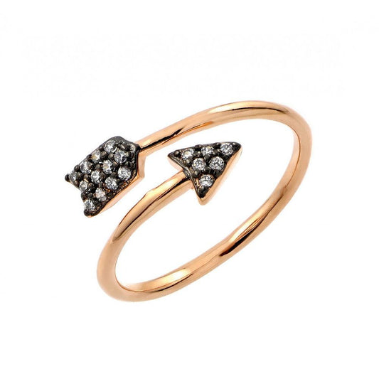 Black Rhodium Gold Plated Sterling Silver 925 Clear CZ Arrow Ring Sizes 5-9