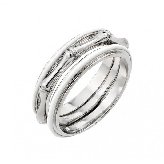 Rhodium Plated Sterling Silver 925 Bone Eternity Ring Multi Band Sizes 5-9