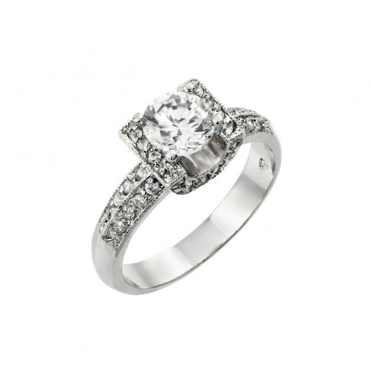 Rhodium Plated Sterling Silver 925 Clear CZ Ring Unique Band Sizes 5-9