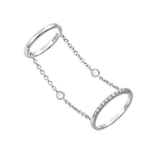 Rhodium Plated Sterling Silver 925 Small Round CZ Slave Wire Ring Band Sizes 5-9