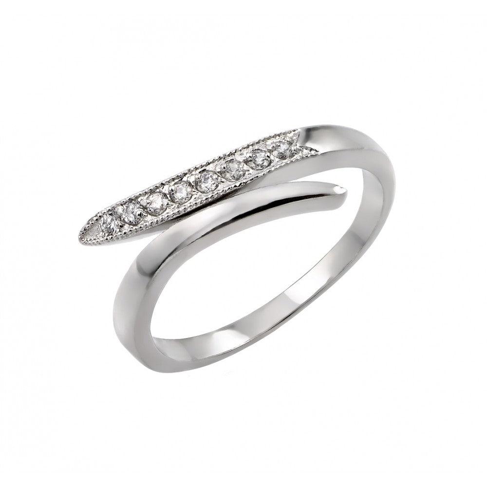 Rhodium Plated Sterling Silver 925 Clear CZ Split Ring Band Sizes 5-9