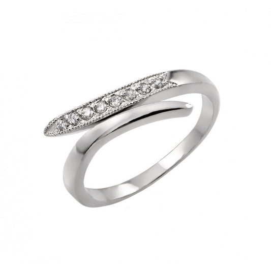 Rhodium Plated Sterling Silver 925 Clear CZ Split Ring Band Sizes 5-9