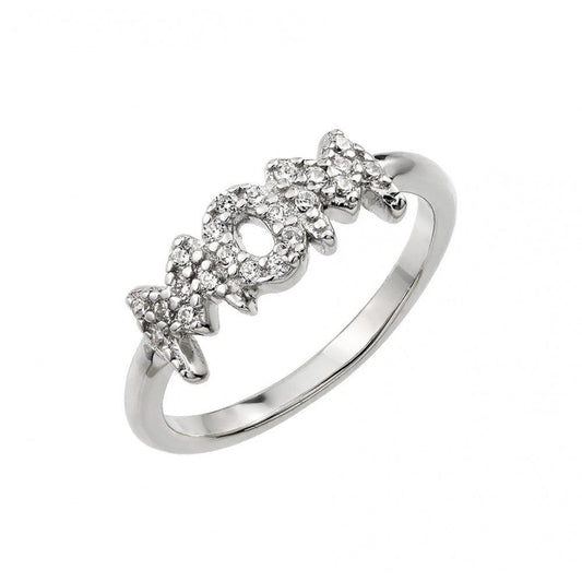 Rhodium Plated Sterling Silver 925 Clear CZ "Mom" Ring Band Sizes 5-9
