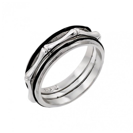 Black Rhodium Plated Sterling Silver 925 Bone Eternity Ring Band Sizes 5-9