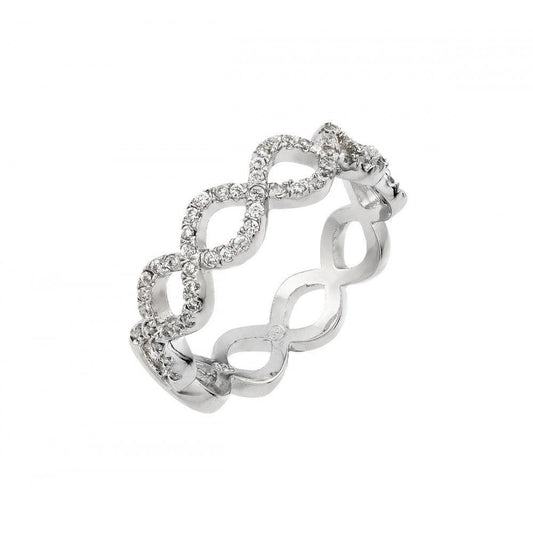 Rhodium Plated Sterling Silver 925 Infinity Eternity Clear CZ Ring Sizes 5-9