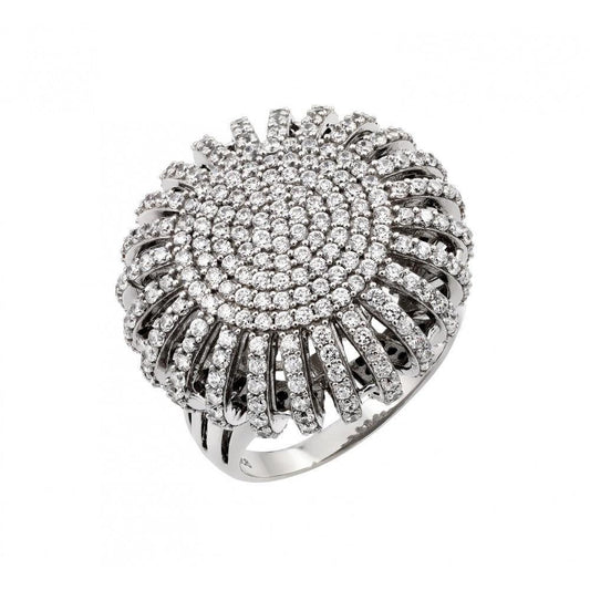 Rhodium Plated Sterling Silver 925 Micro Pave Clear CZ Cocktail Ring Sizes 5-9