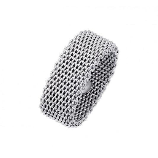 Rhodium Plated Sterling Silver 925 Flexible Chainmail Ring Band Sizes 5-9