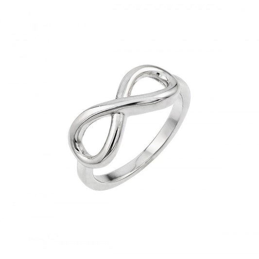 Polished Rhodium Plated Sterling Silver 925 Infinity Ring Band Sizes 5-9