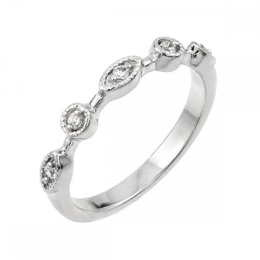 Sterling Silver .925 Rhodium Plated Multi Shaped Clear CZ Ring New Sizes 5-9