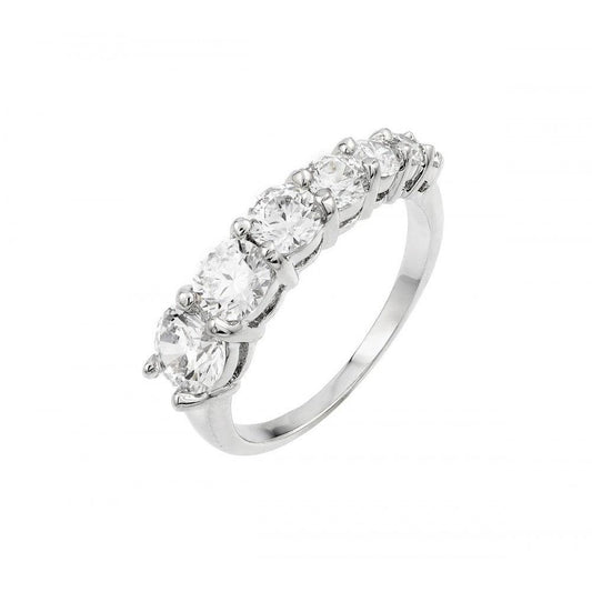 Sterling Silver .925 Rhodium Plated Graduated Clear CZ Ring New Sizes 5-9